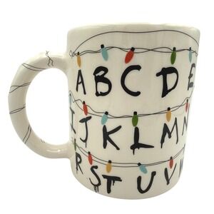 Netflix Stranger Things Alphabet Wall Christmas Lights Ceramic Mug White Eleven